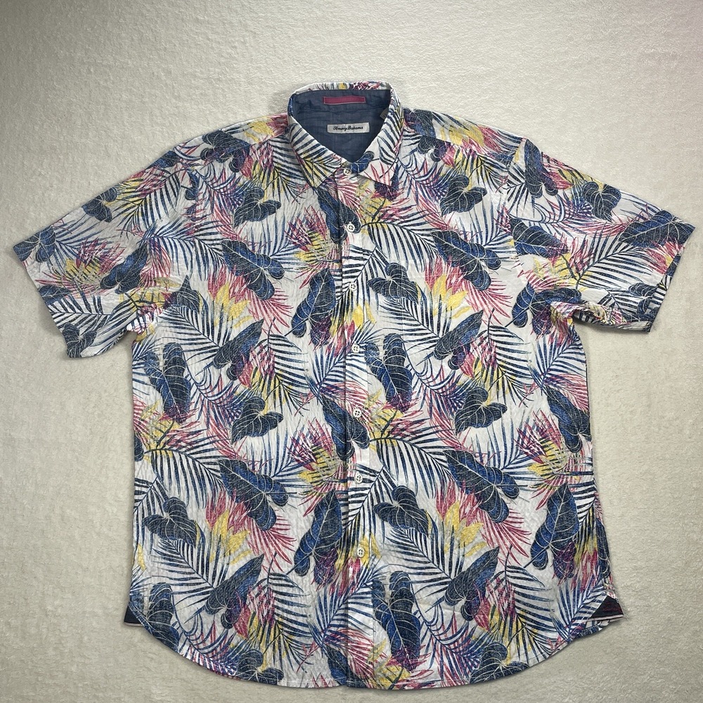 Tommy Bahama Men's Pavia Palms Camp Tropical Short Sleeve Shirt Multicolor Large